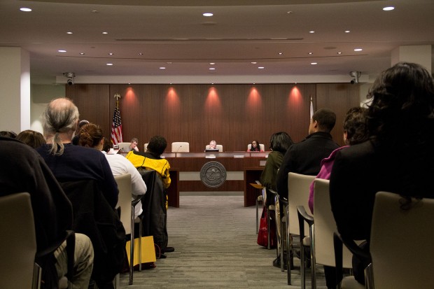 The audience looks on as the City Council discusses Gary Bell's vacant seat.